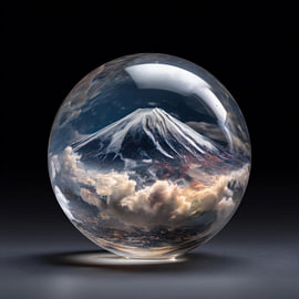 Der Berg Fuji und Wolken in einer Glaskugel von TheXclusive Art