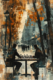 Chess in the City – Tranquil Street Art Brown by BowiScapes - Fine Art and Urban Wall Art