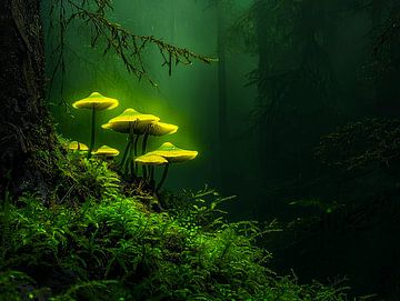 Mystieke Glim van de Natuur | Bioluminescente Paddenstoelen van Karina Brouwer
