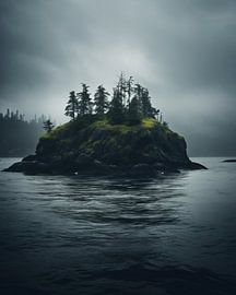 Island in rough seas