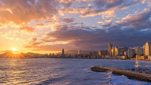 Coucher de soleil à Benidorm, en Espagne