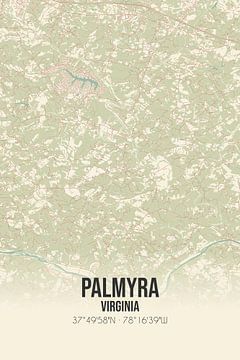Vintage landkaart van Palmyra (Virginia), USA. van Rezona