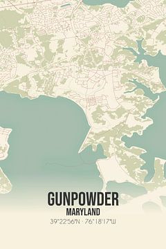 Alte Karte von Gunpowder (Maryland), USA. von Rezona