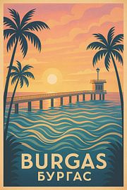 Burgas The Bridge Art Print – Black Sea Sunrise & Coastal Pier Poster by Travel Shop