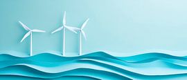 Wind turbines over a sea of waves by Poster Art Shop