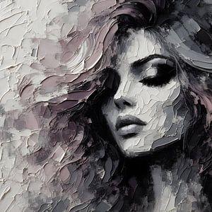 Portrait Ölgemälde Schwarz Weiß Mauve