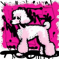 Roze Poedel Club 9 - Schilderij Hond