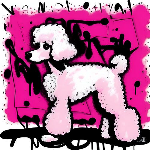 Roze Poedel Club 9 - Schilderij Hond