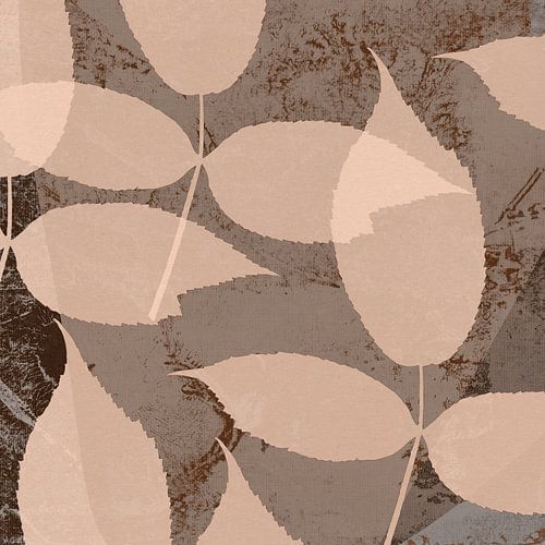 Beige bladeren. Wabi-sabi botanisch abstract. Bladeren in bruine kleuren