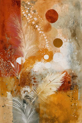 Oker Oranje Abstract - Luchtig Organisch Schilderij