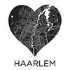 Liefde voor Haarlem ZwartWit  |  Stadskaart in een hart van WereldkaartenShop