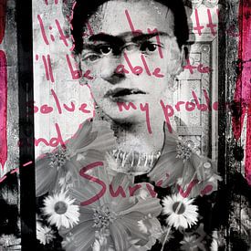 Frida, Collage Ich glaube, dass ich nach und nach meine Probleme lösen und überleben kann von MadameRuiz