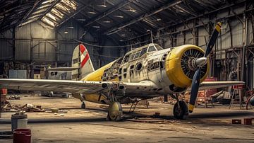 Oud retro vliegtuig in de hangar van Animaflora PicsStock