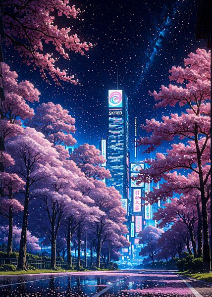 Stadtbild Sakura Kirschblüte Japan von Ruzerin