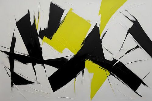 Zwart, wit en geel dynamisch abstract