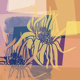Géométrie botanique pastel avec lilas et orange doux sur Dina Dankers