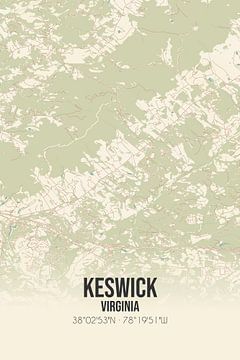 Alte Karte von Keswick (Virginia), USA. von Rezona