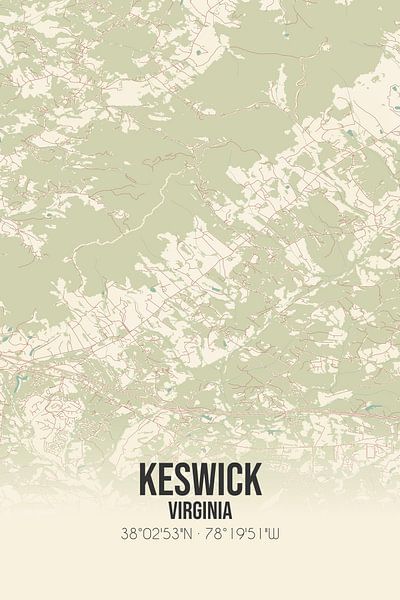 Vintage map of Keswick (Virginia), USA. by Prints of Place