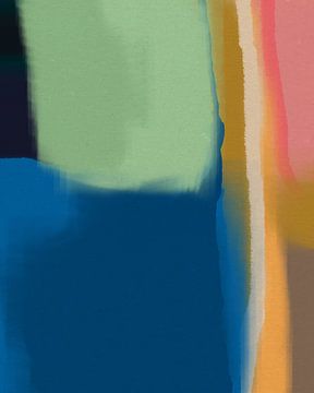 Pop van kleur. Colorblocking in pastel- en neonkleuren. Blauw, groen, geel, roze. van Dina Dankers
