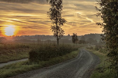 Sonnenaufgang auf dem Wiepelerberg Plateau von Margraten, Limburgs Landschap