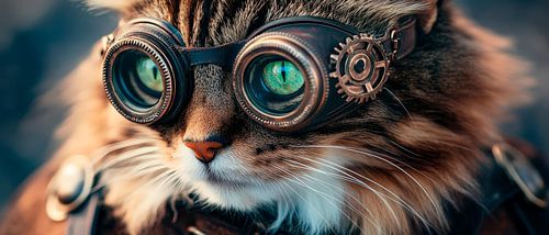 Kat met steampunkbril