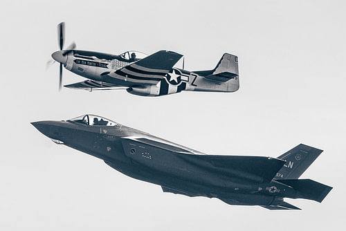F-35 Lightning and P-51 Mustang