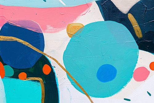 Abstract schilderij met kleurrijke vormen en lijnen