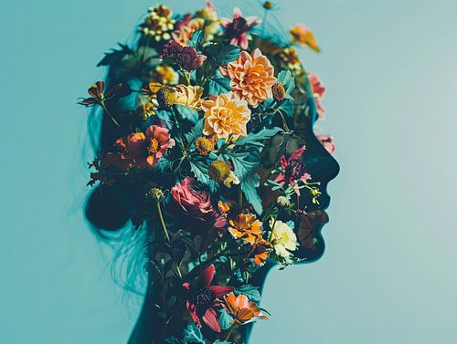 fantasie portret vrouw met bloemen