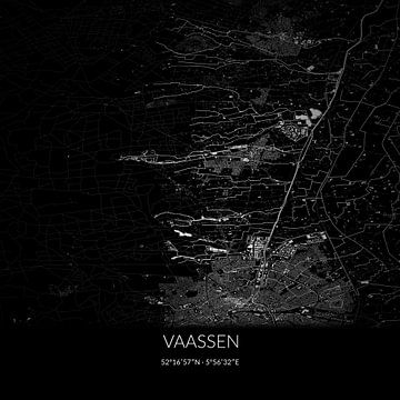 Zwart-witte landkaart van Vaassen, Gelderland. van Rezona