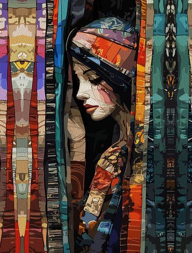 Mystieke Vrouw - Abstracte Boheemse Kunst met Etherische Texturen
