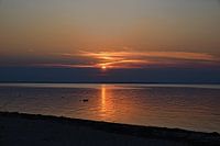 Denemarken, zonsondergang aan de Kleine Belt