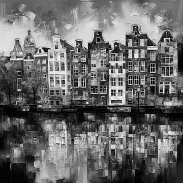 Amsterdam Malerei Schwarz und Weiß von Preet Lambon