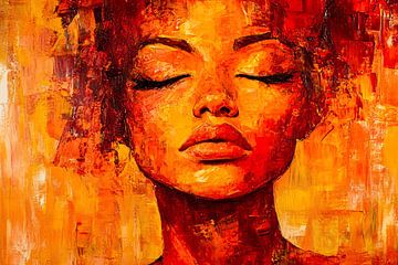 Abstract portret vrouw in rood van Imperial Art House