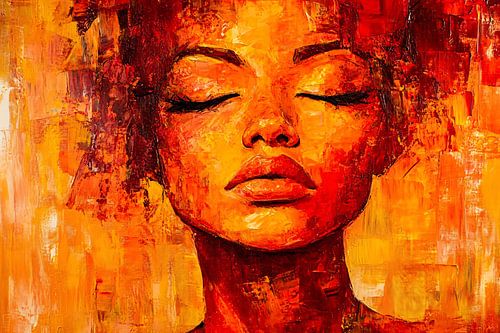 Abstract portret vrouw in rood