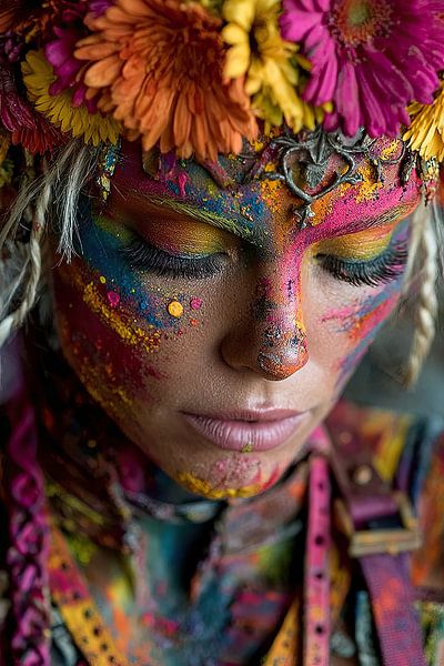 art femme avec fleurs par Egon Zitter
