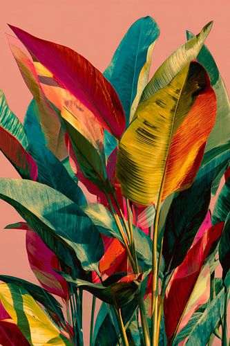 Tropical Leaves in Colour Explosion Abstract Botanical Artwork