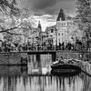 Amsterdam Kloveniersburgwal Centre towards Amstel Black and White by Hendrik-Jan Kornelis