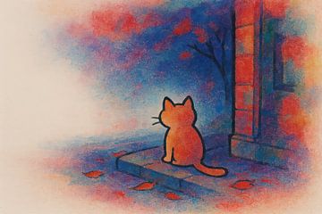 Chat orange dans la lumière du soir sur Art & Soul Creations