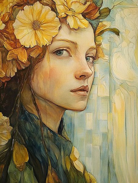 Woman Flowers | Floral Serenity by Wonderful Art