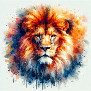 Le roi lion à l'aquarelle ( 1 ) sur Ineke de Rijk