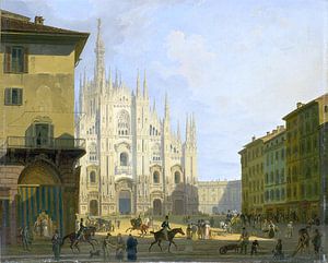 Giovanni Migliara, Vue de la place du Dôme, Milan - 1819 - 1828 sur Atelier Liesjes