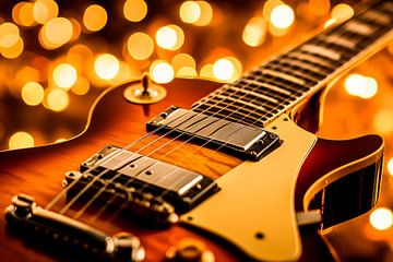 Elektrische gitaar in de warme gloed van het licht van Poster Art Shop