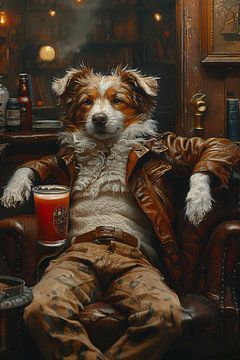 Charismatic Dog in Vintage Armchair by Art & Soul Creations