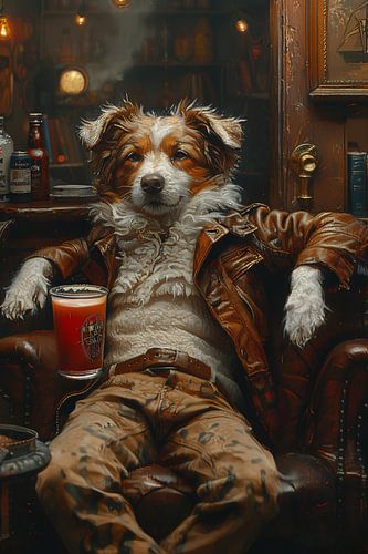 Charismatische Hond in Vintage Fauteuil