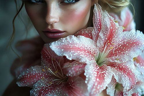 woman with flowers Iris