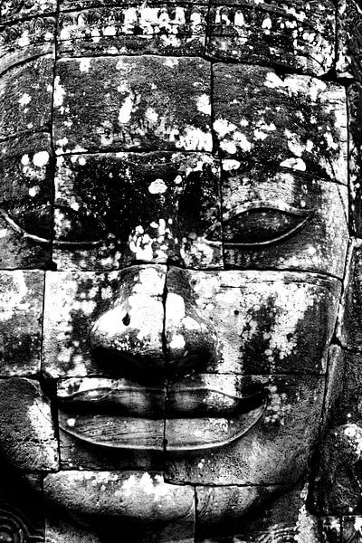 Bayon von Angkor: Gesicht der Vergangenheit in Schwarz-Weiß von Frank Photos