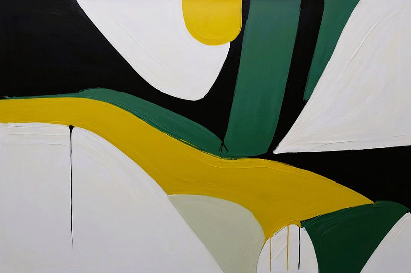 Contrasterende vormen in zwart, wit en geel van Art & Soul Creations