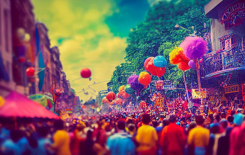 Défilé de carnaval sur une route Peinture Illustration 02 par Animaflora PicsStock