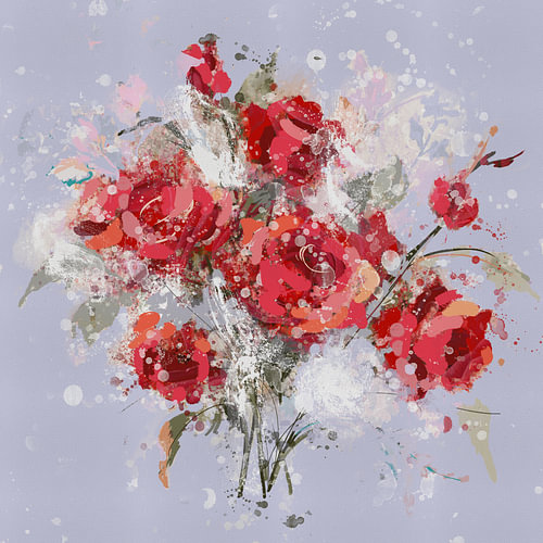 Picturesque bouquet of red roses – Winter expressionism