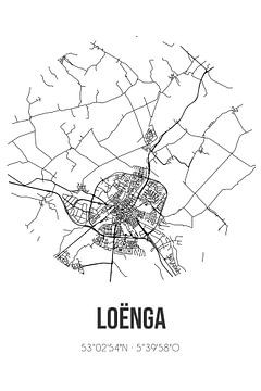 Loënga (Fryslan) | Landkaart | Zwart-wit van MijnStadsPoster